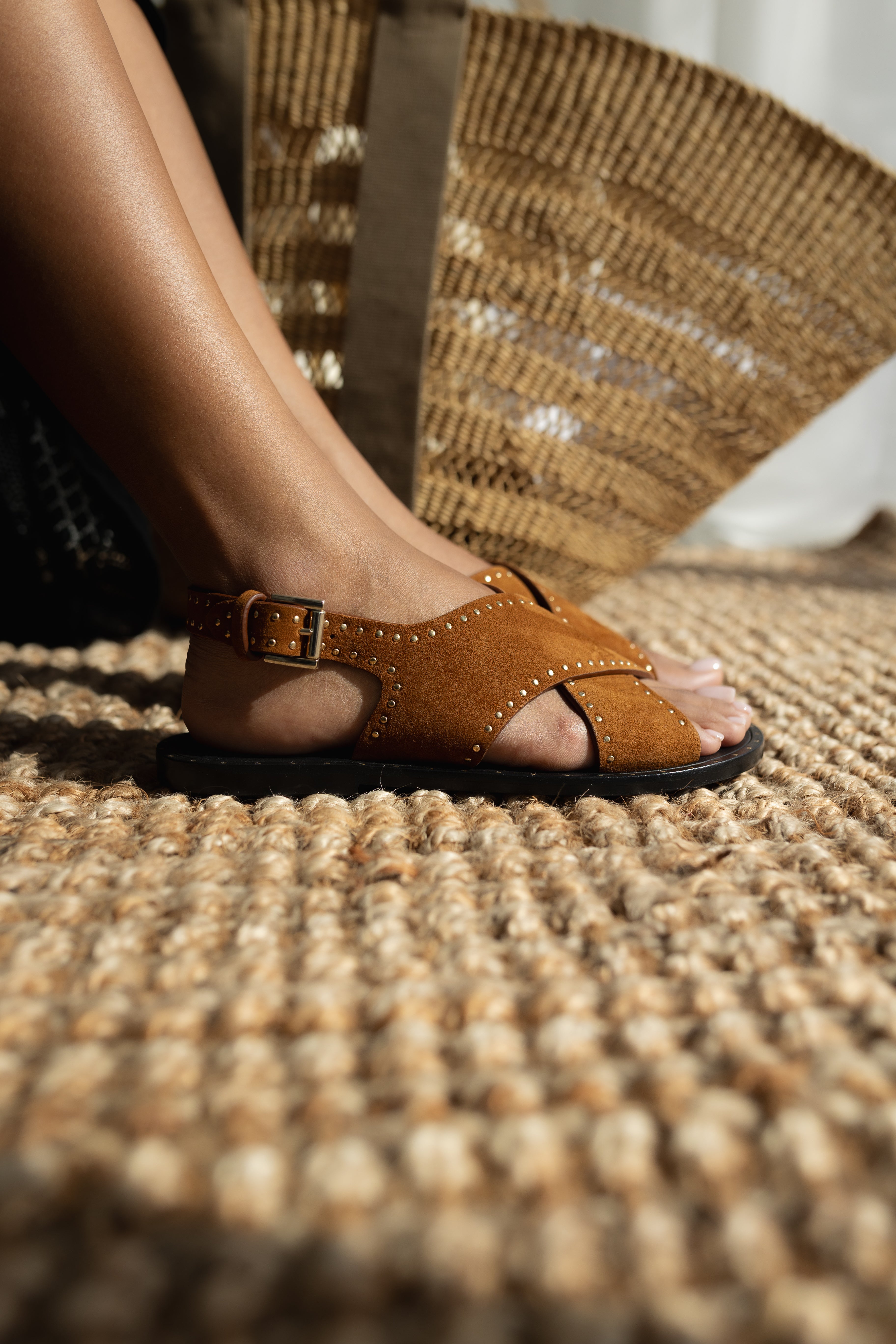 SANDALIA PLANA SOLE ANTE COÑAC