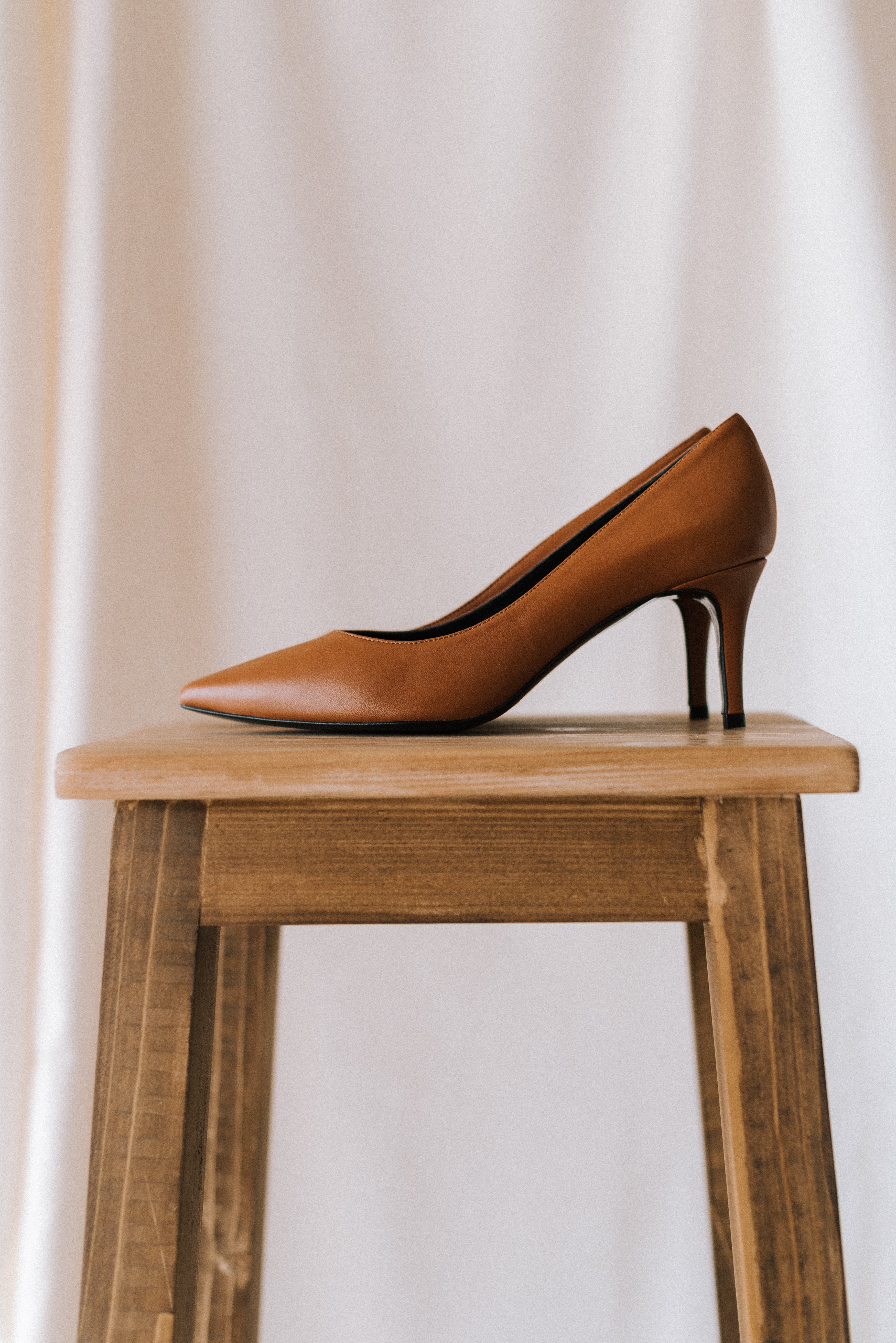 STILETTO MARIA BROWN LEATHER 6CM HEEL