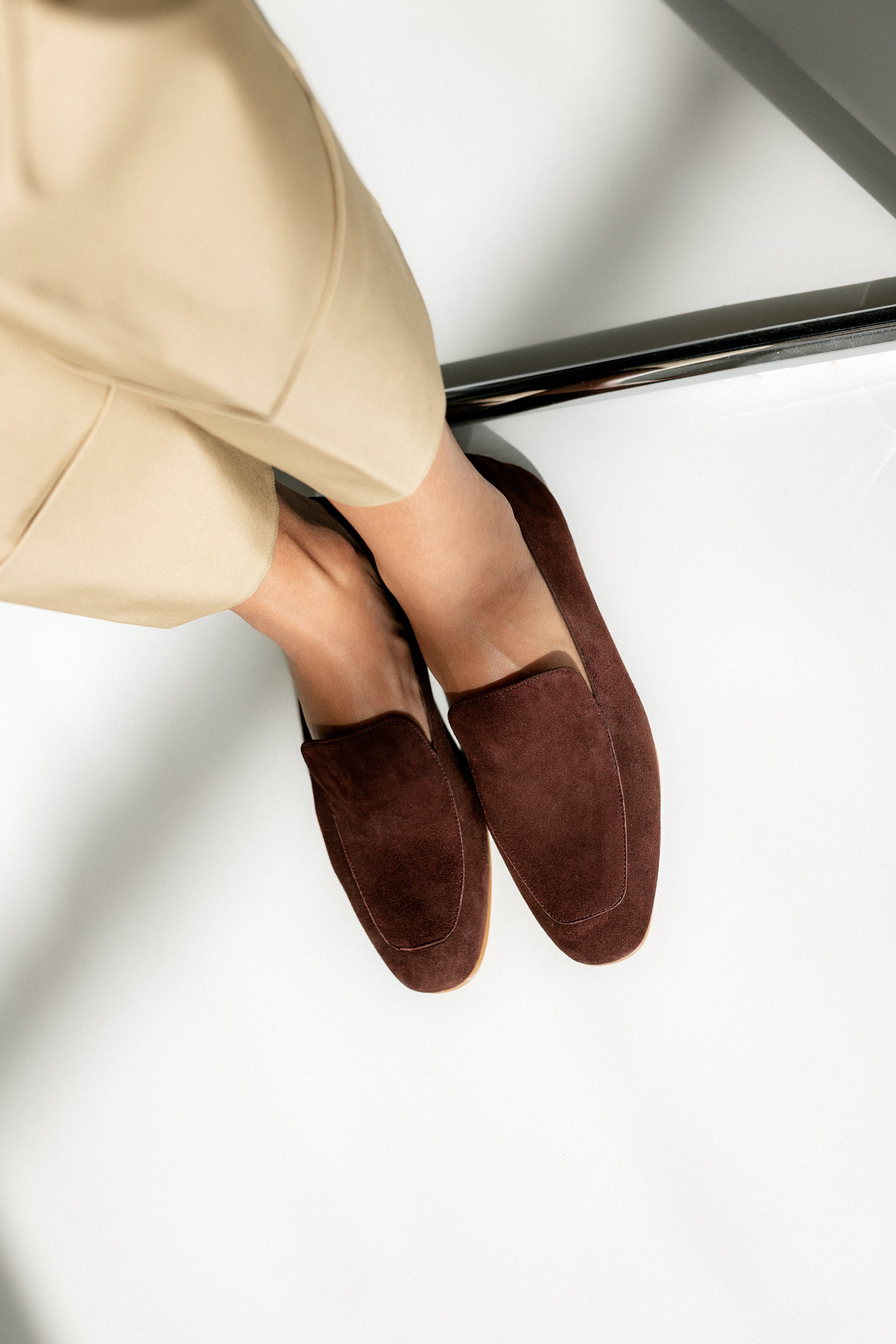 WHITE CHOCOLATE BROWN SUEDE LOAFER