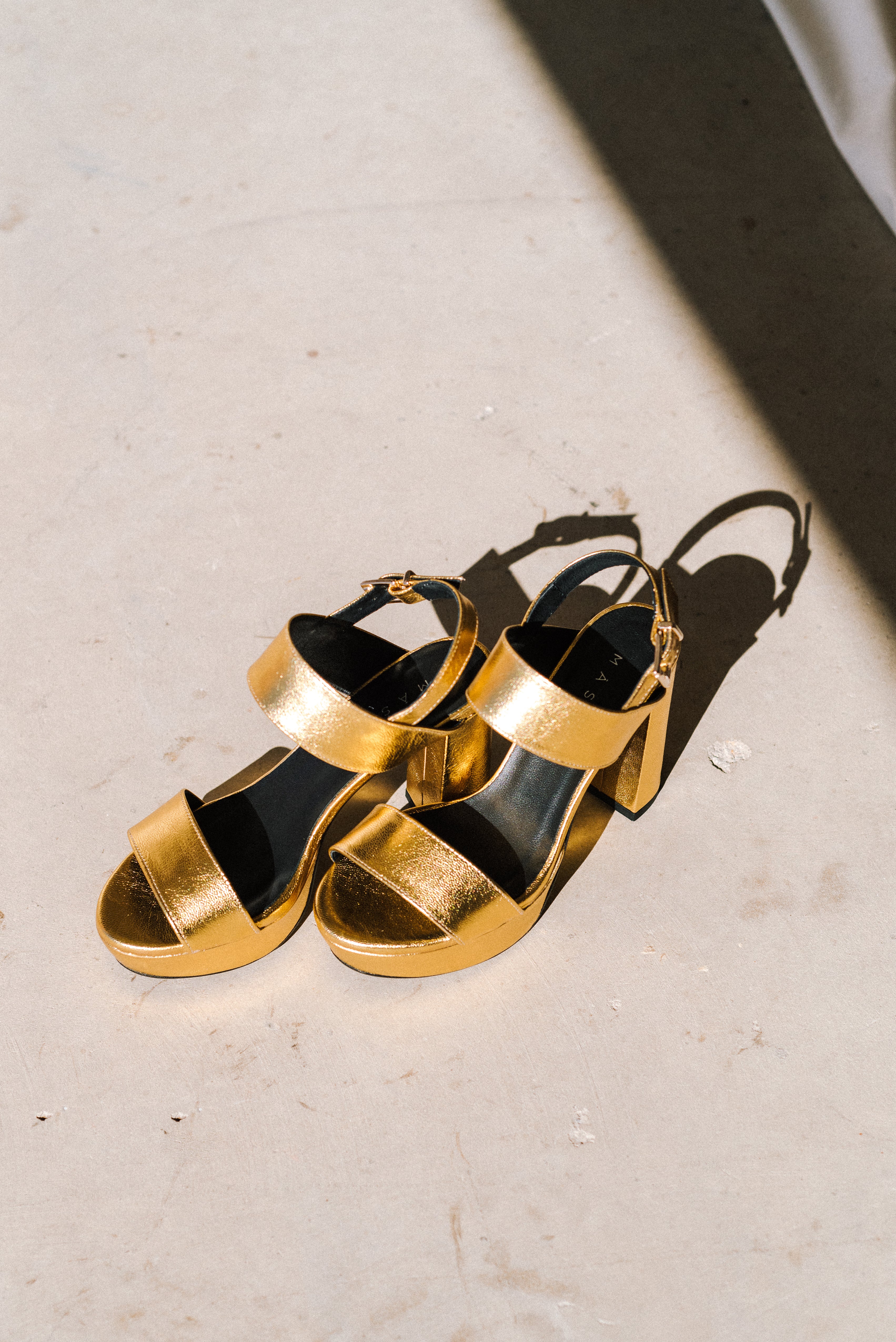 MONICA GOLD LEATHER SANDAL 10CM HEEL