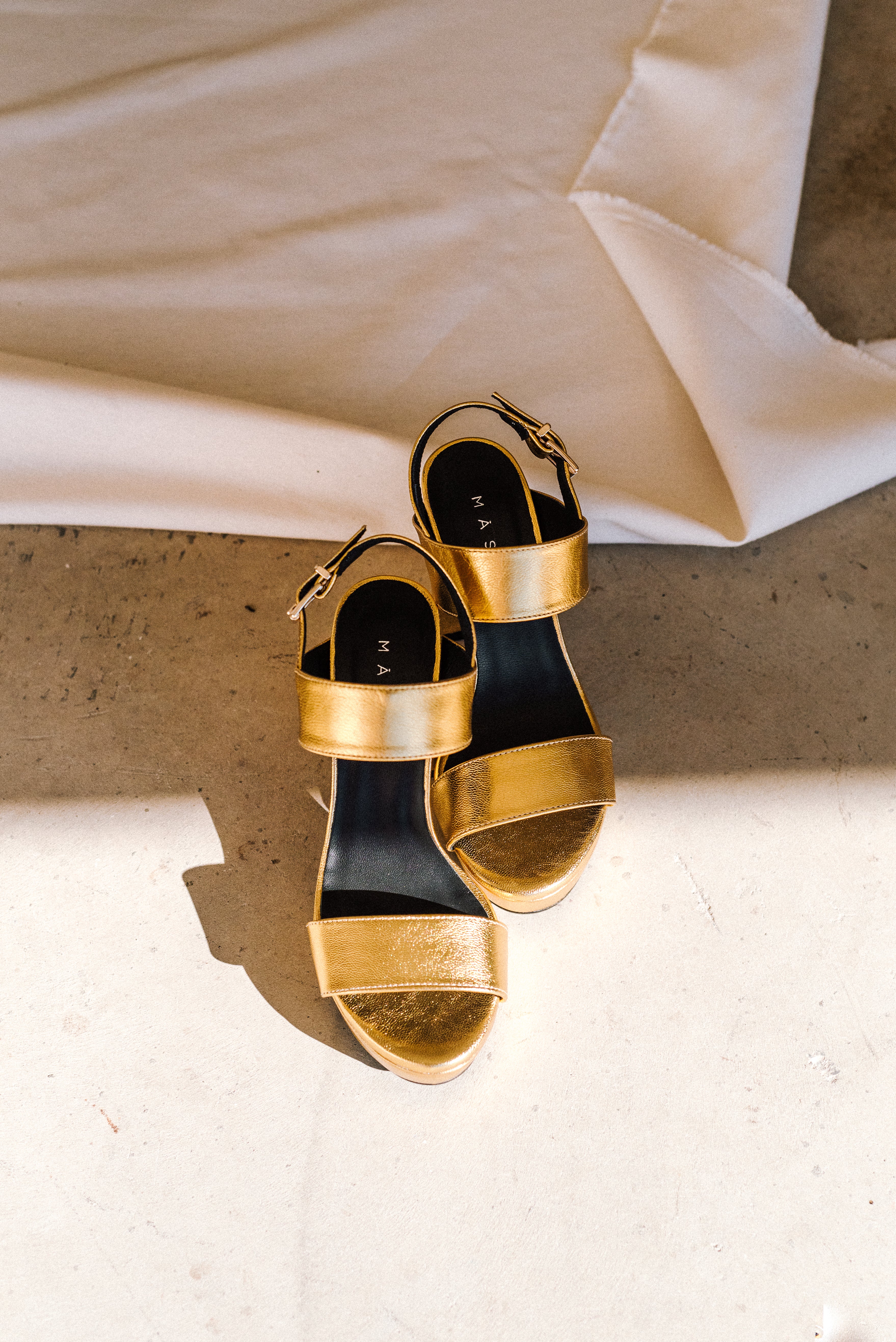 MONICA GOLD LEATHER SANDAL 10CM HEEL