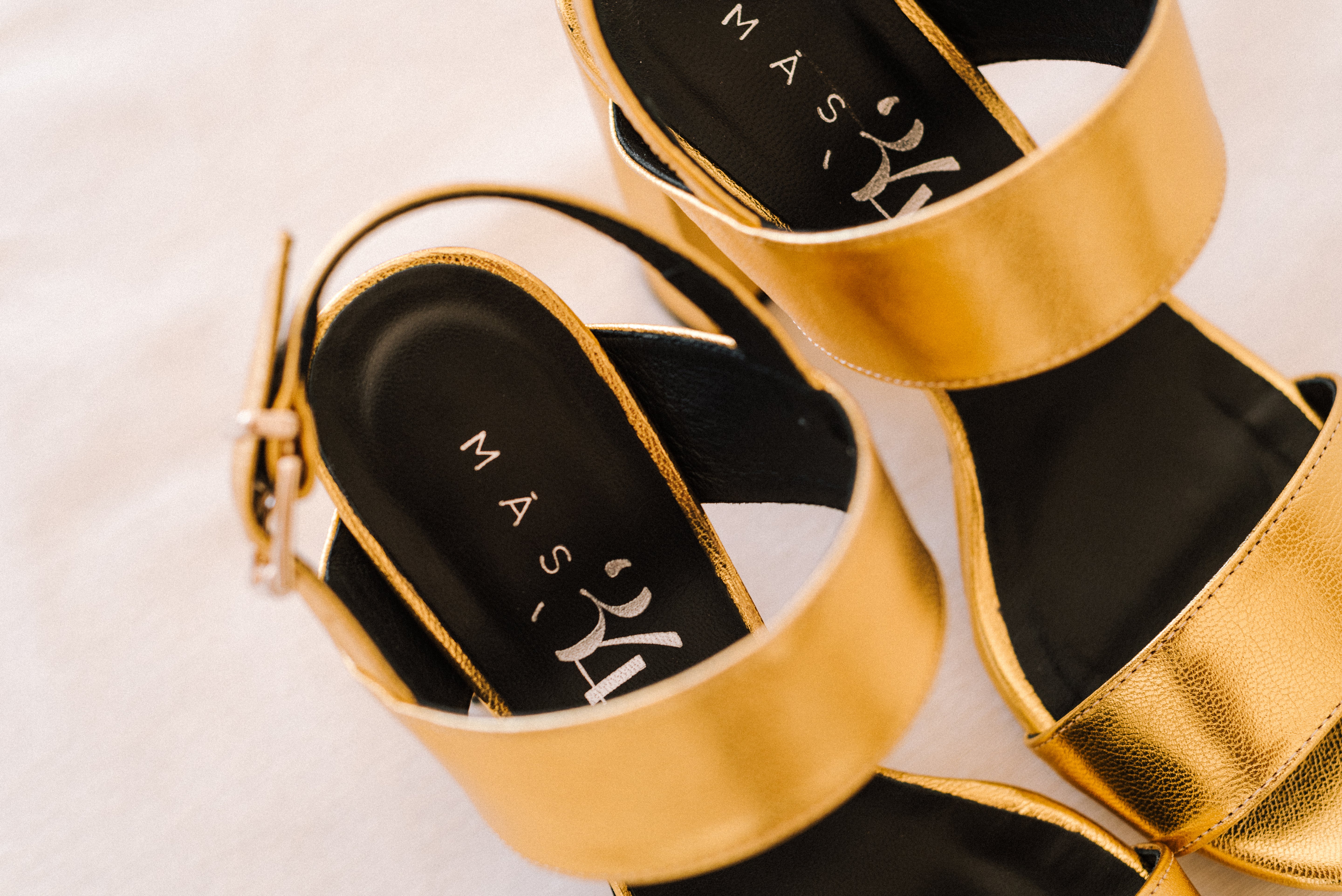 MONICA GOLD LEATHER SANDAL 10CM HEEL