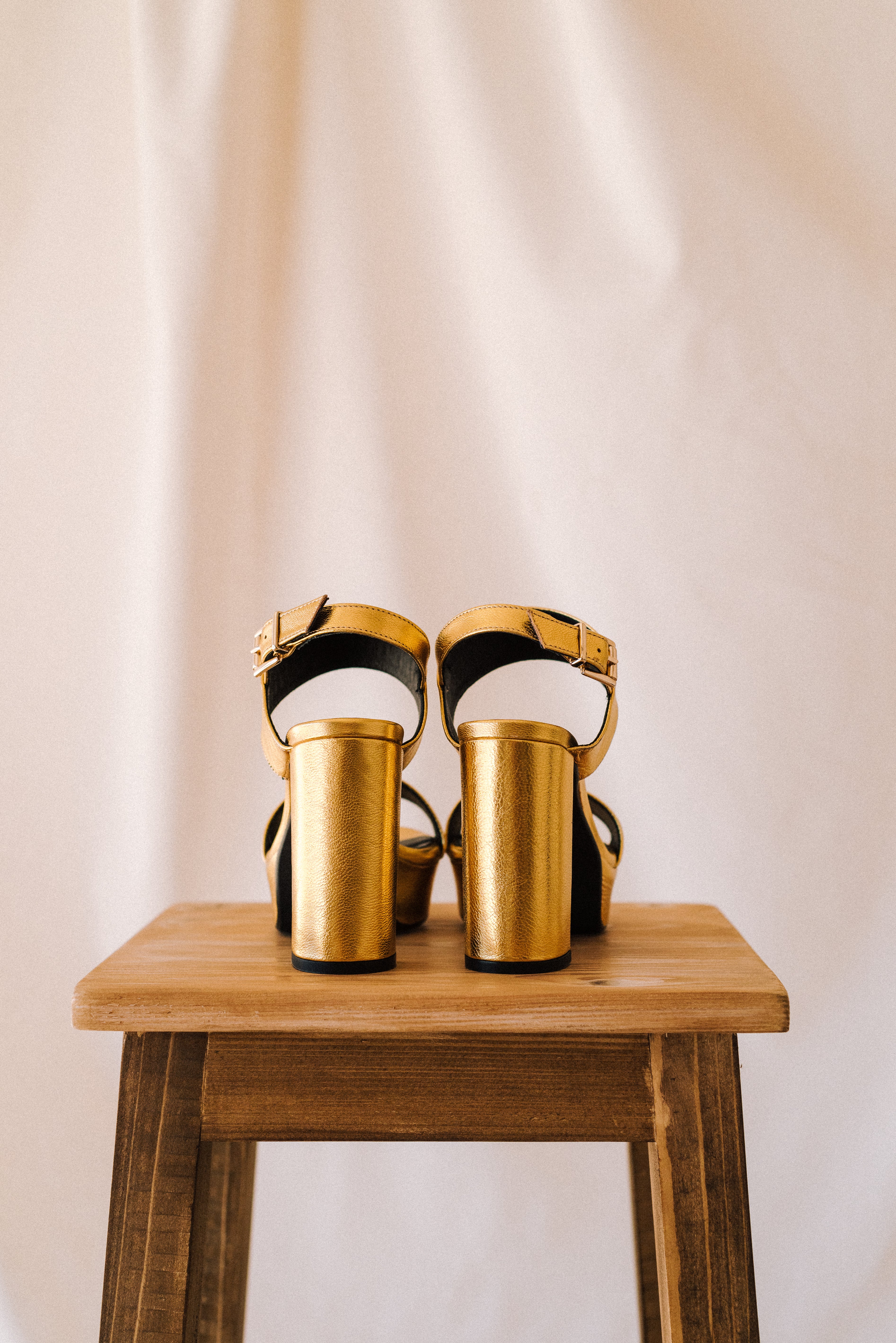 MONICA GOLD LEATHER SANDAL 10CM HEEL