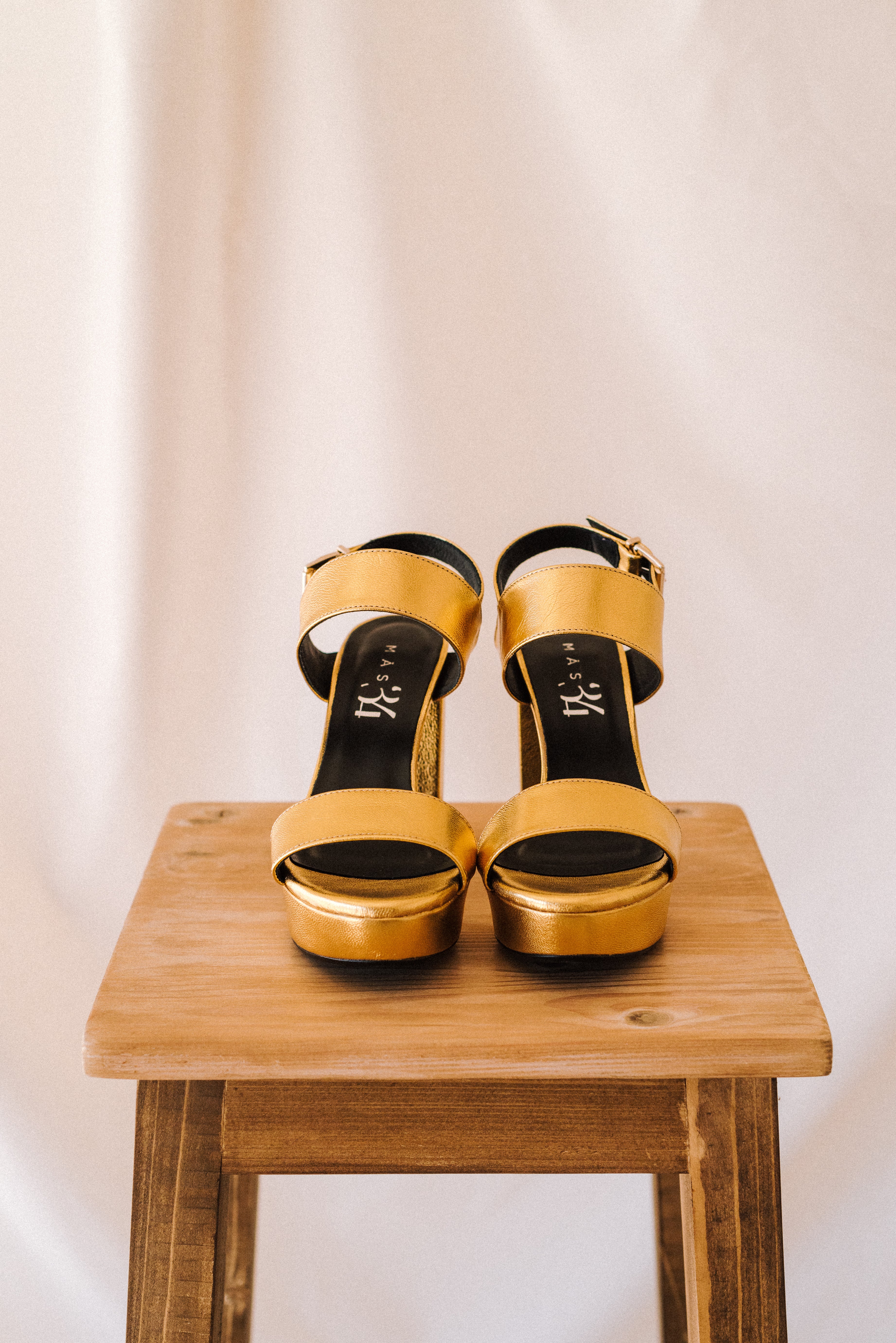 MONICA GOLD LEATHER SANDAL 10CM HEEL