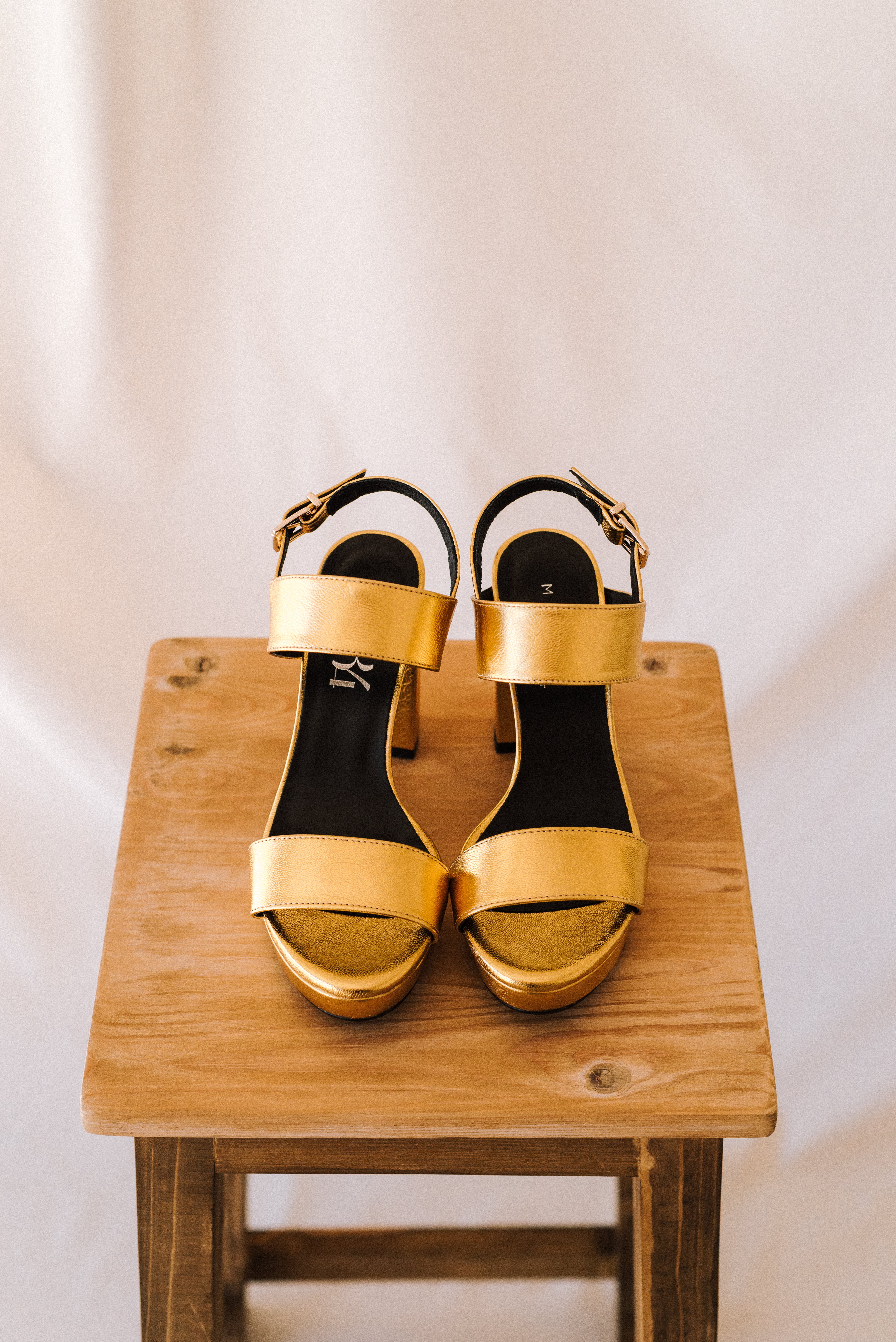 MONICA GOLD LEATHER SANDAL 10CM HEEL