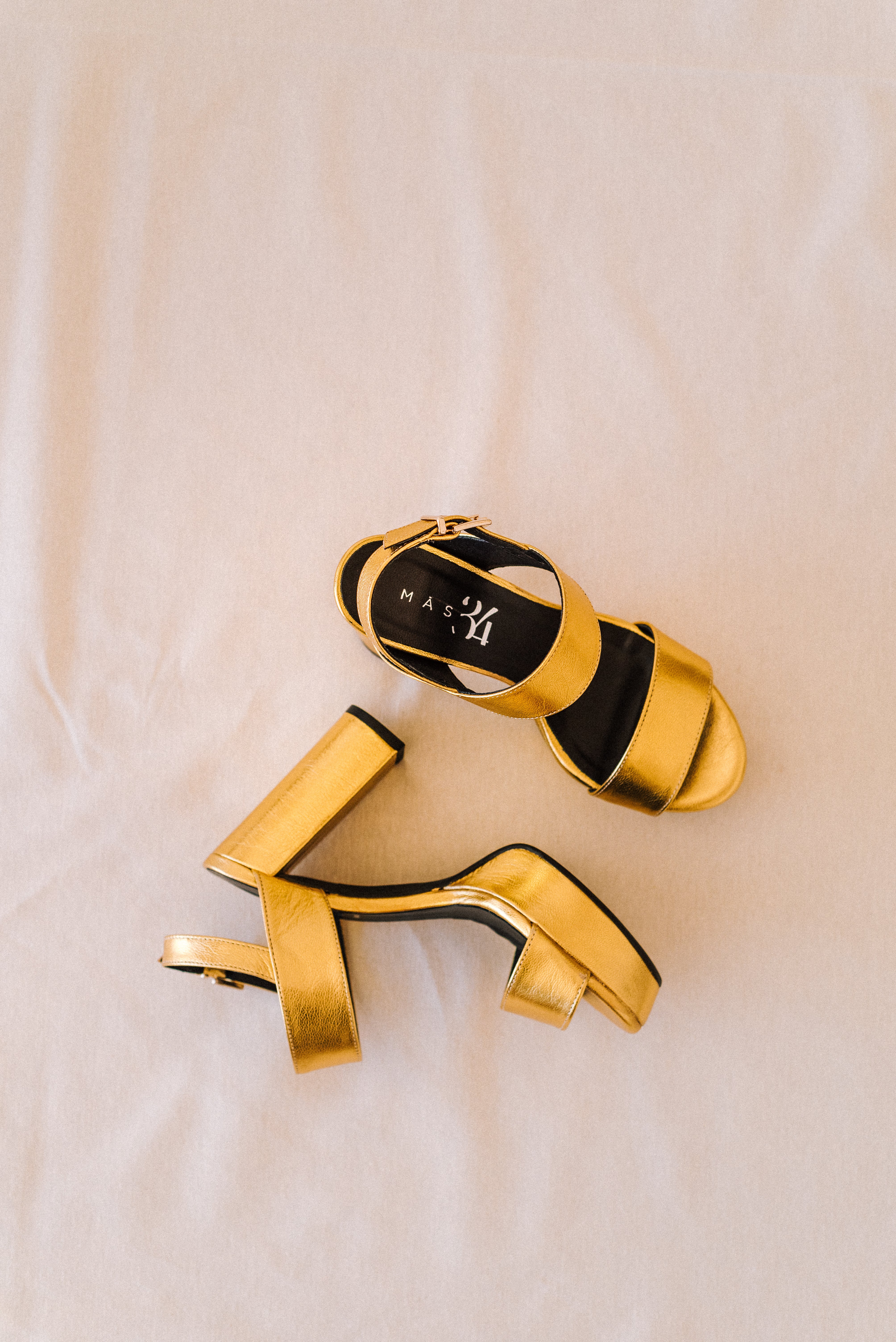 MONICA GOLD LEATHER SANDAL 10CM HEEL