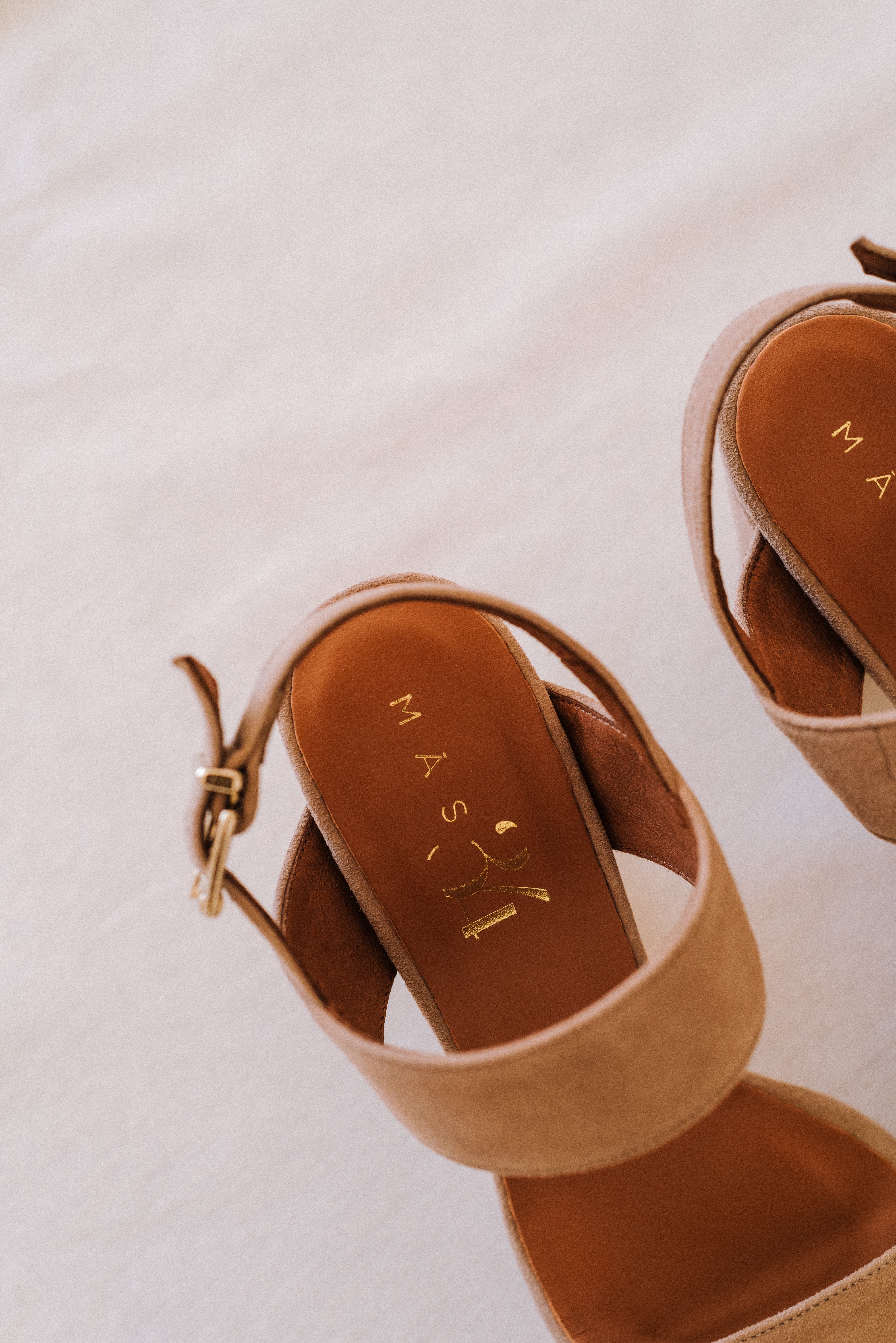 MONICA SANDAL NATURAL SUEDE 10CM HEEL