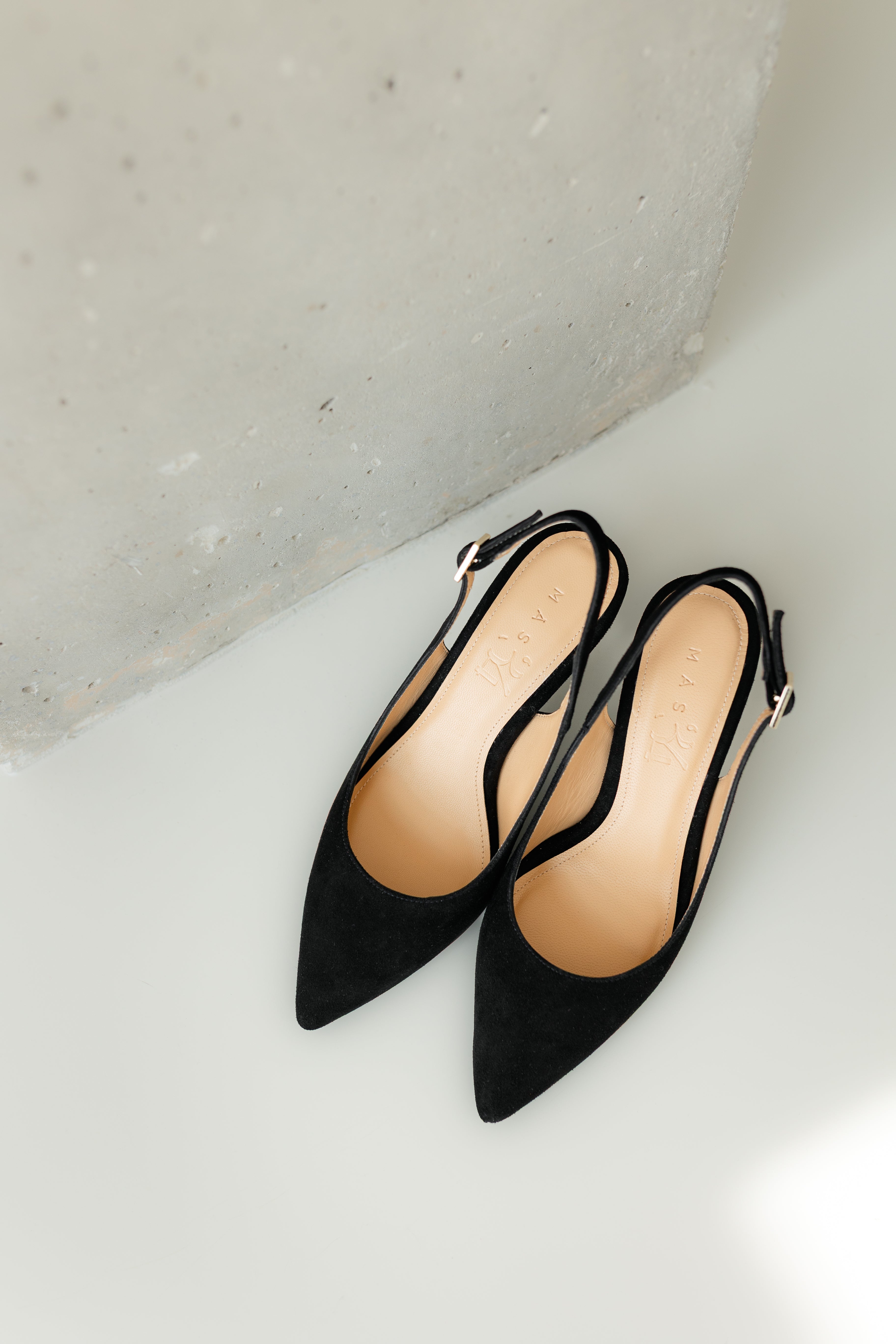 HANNA BLACK SUEDE 6CM HEEL SLINGBACK STILETTO