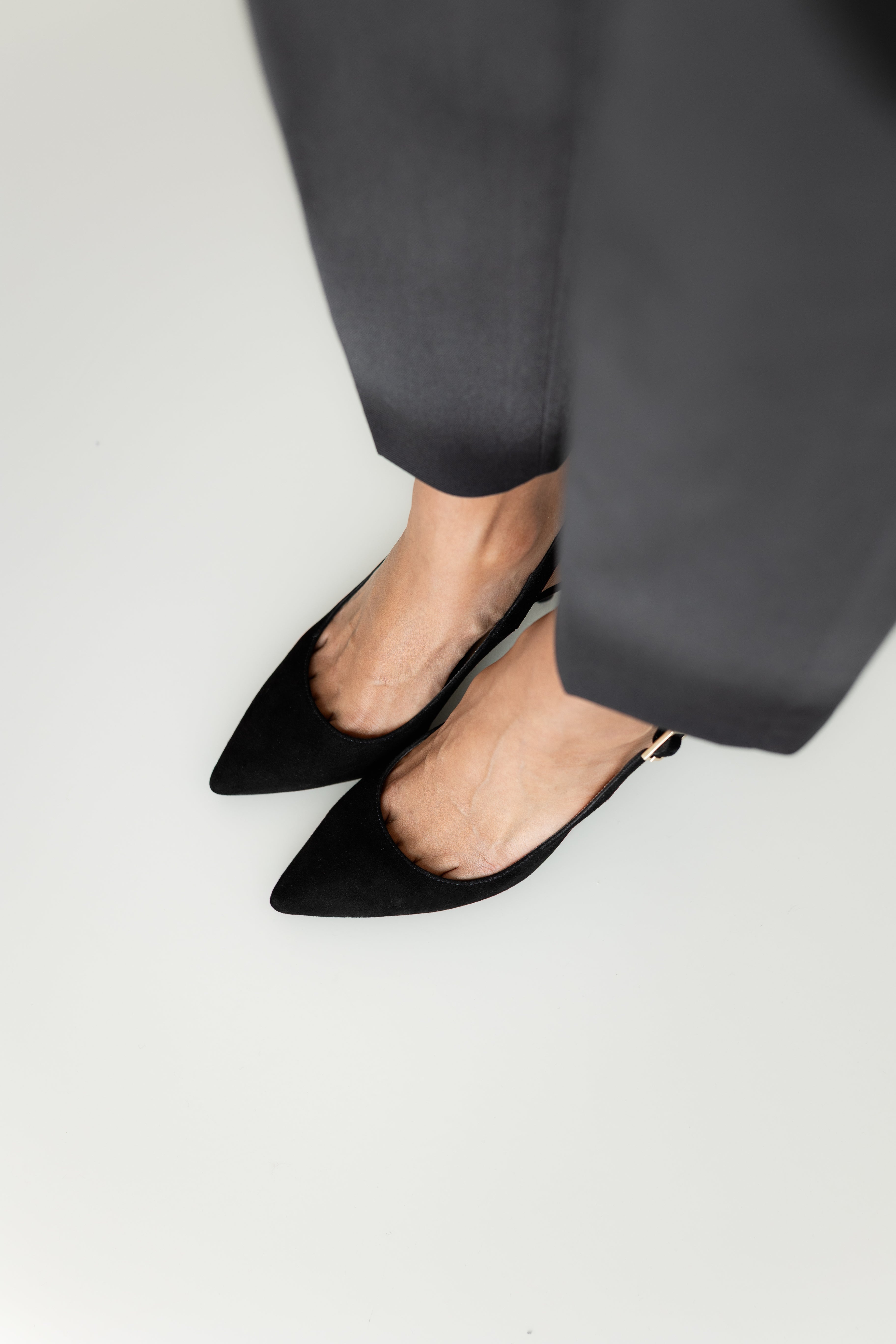 HANNA BLACK SUEDE 6CM HEEL SLINGBACK STILETTO