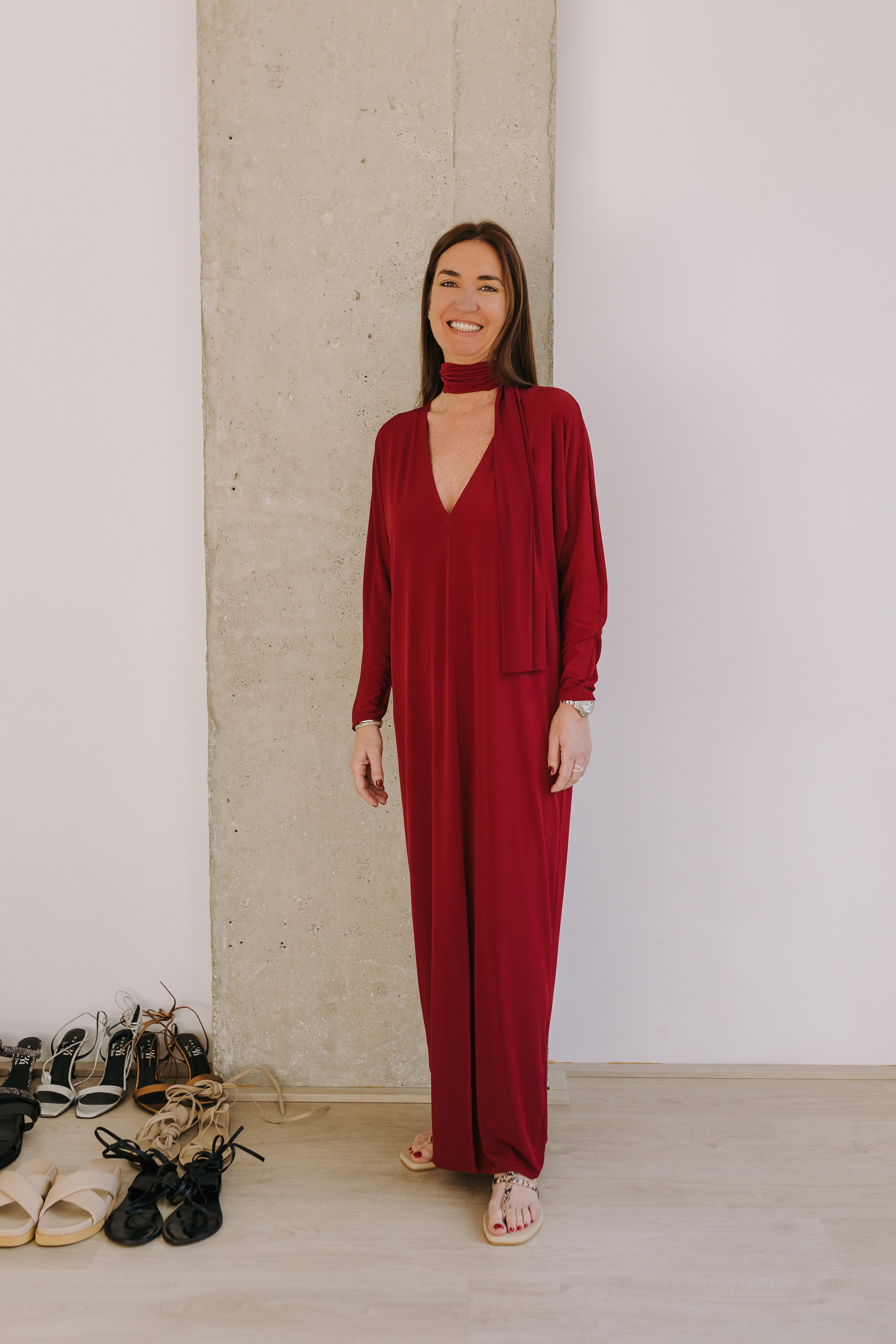 VESTIDO VERA GRANATE