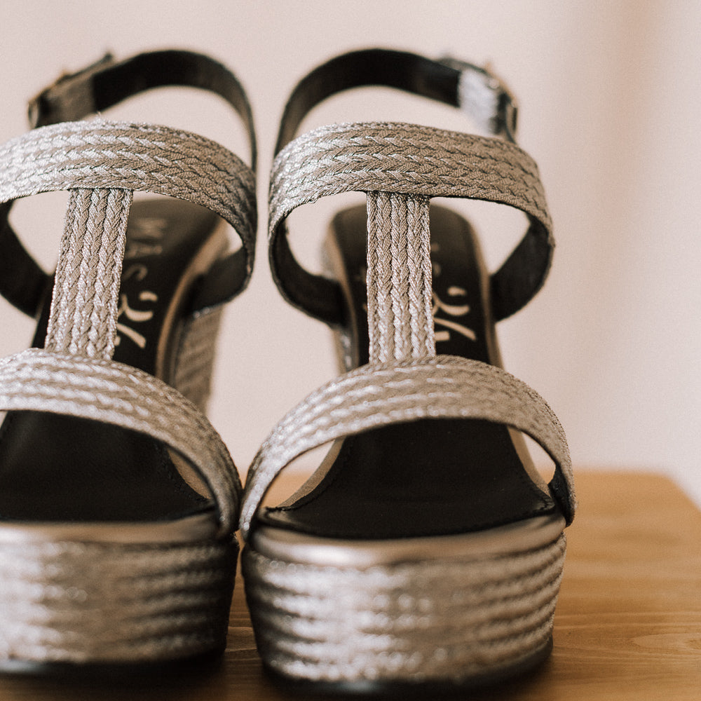 Cuñas novia plateadas