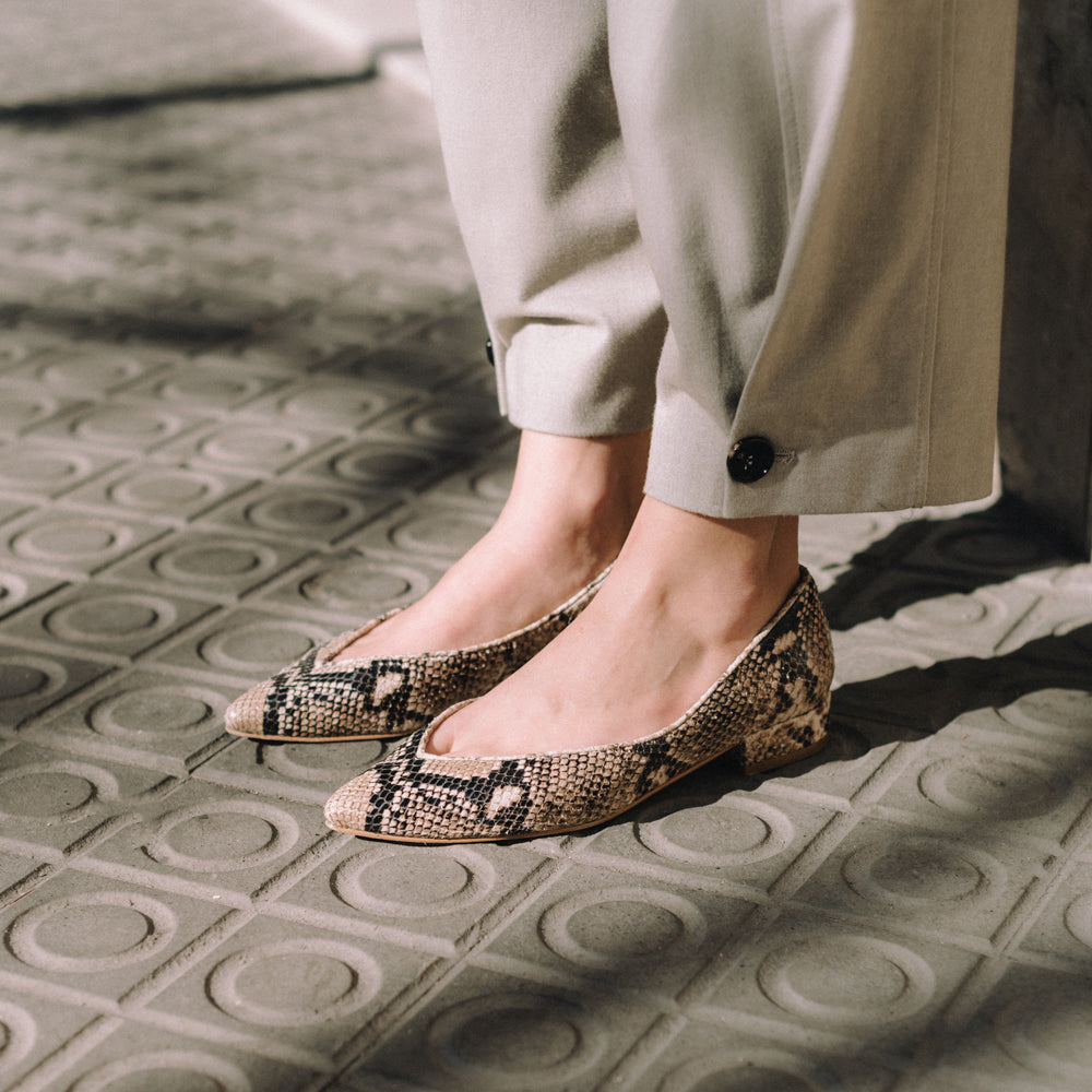BARBARA DANCER POINTE PYTHON EFFECT LEATHER SAND