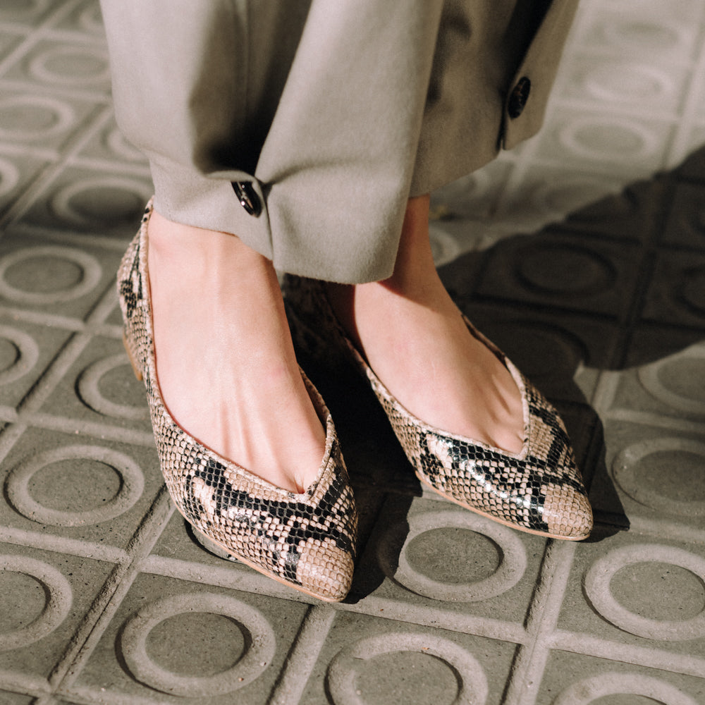 BARBARA DANCER POINTE PYTHON EFFECT LEATHER SAND