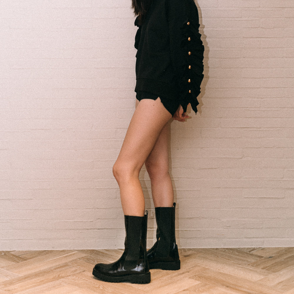 BOTA MOTERA MATIAS PIEL EFECTO COCO NEGRO 4CM