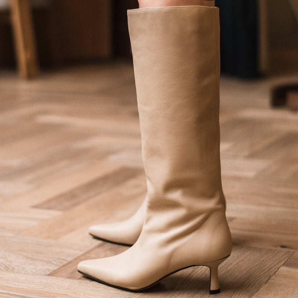Botas para mujer altas en piel nude