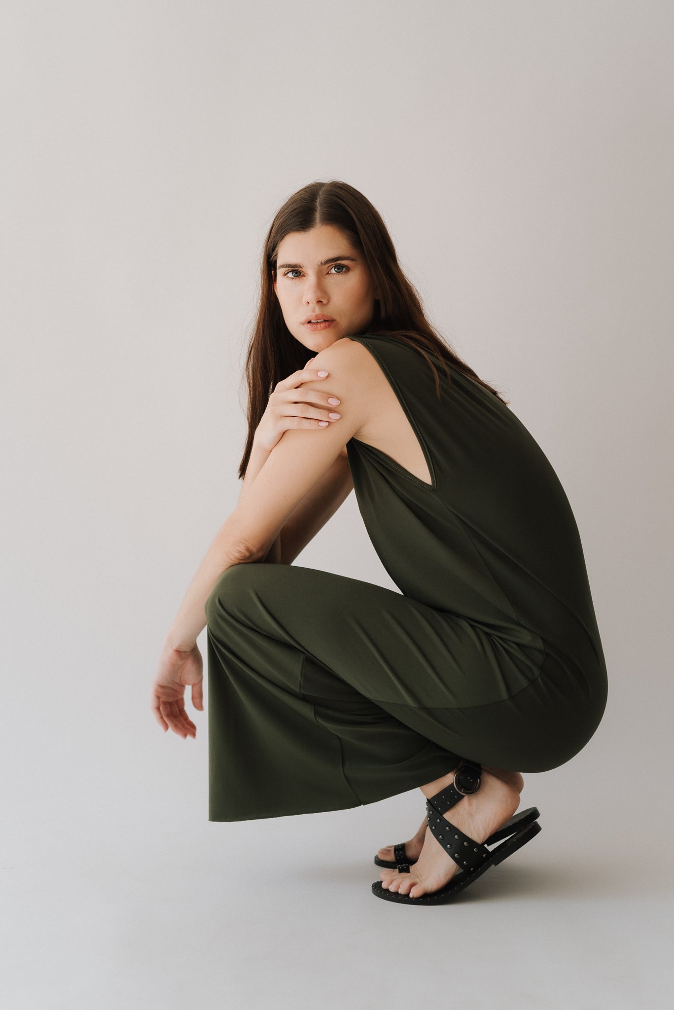 PABLO BLACK LEATHER FLAT SANDAL