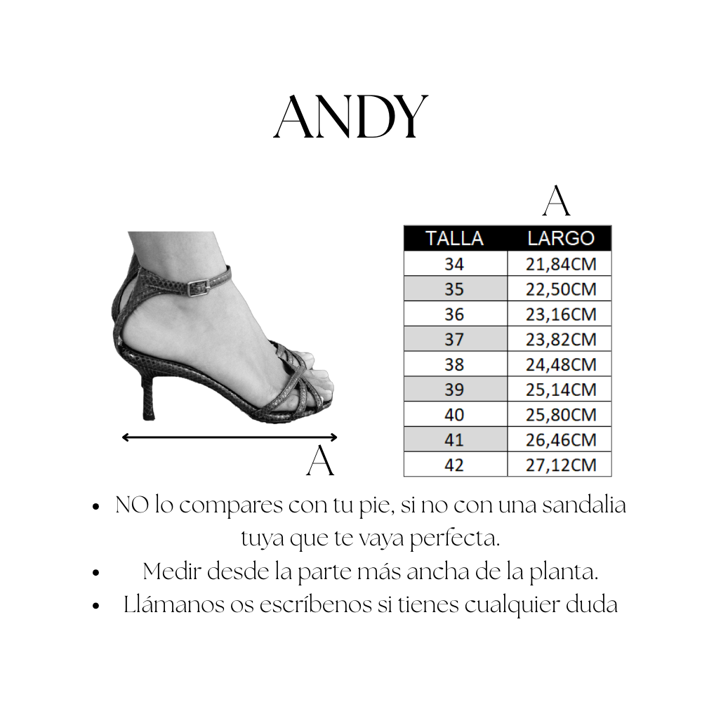 SANDALIA ANDY PIEL LAMINADO CAFÉ TACÓN 6CM