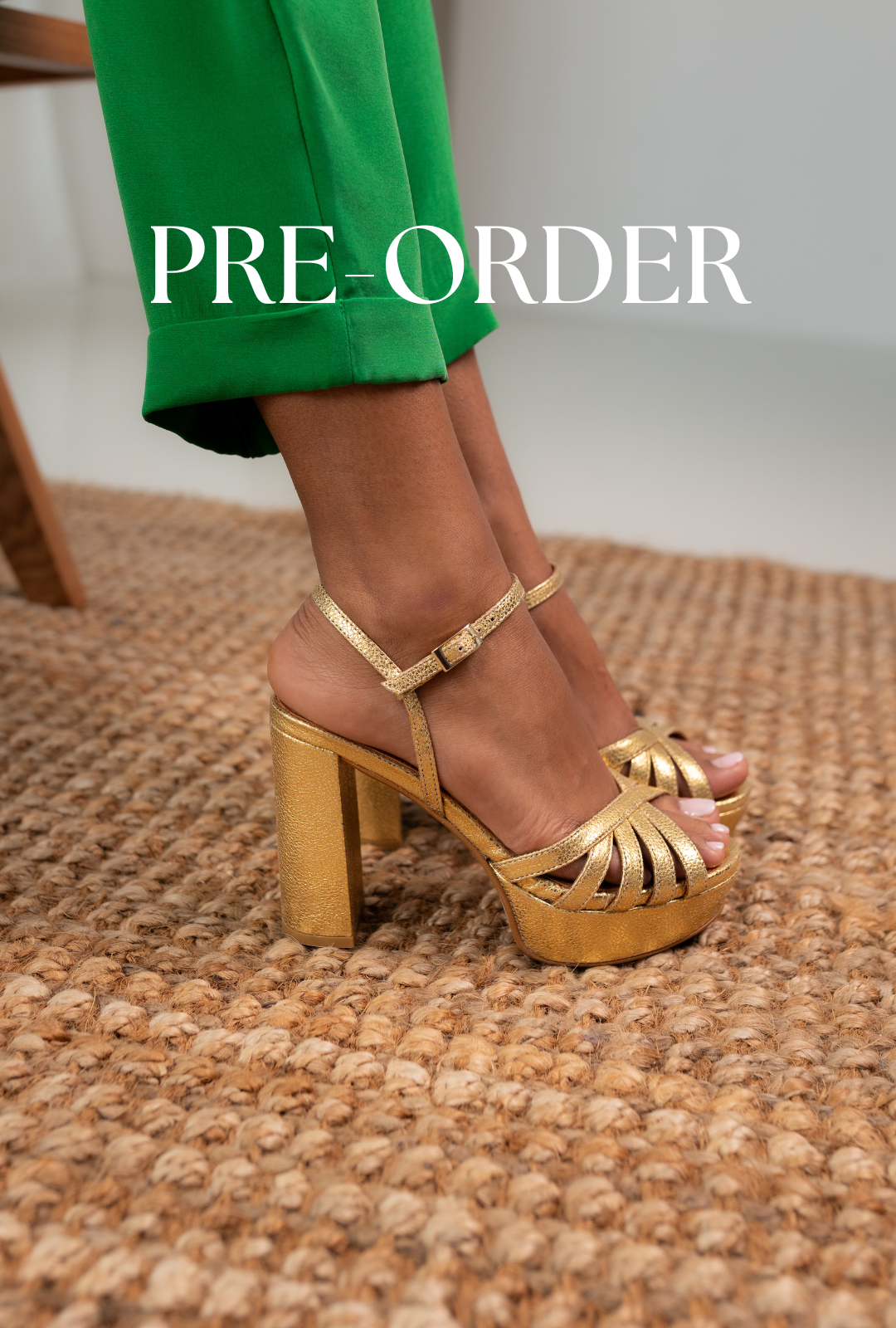 ELENA SANDAL GOLD ENGRAVED LEATHER 10CM HEEL