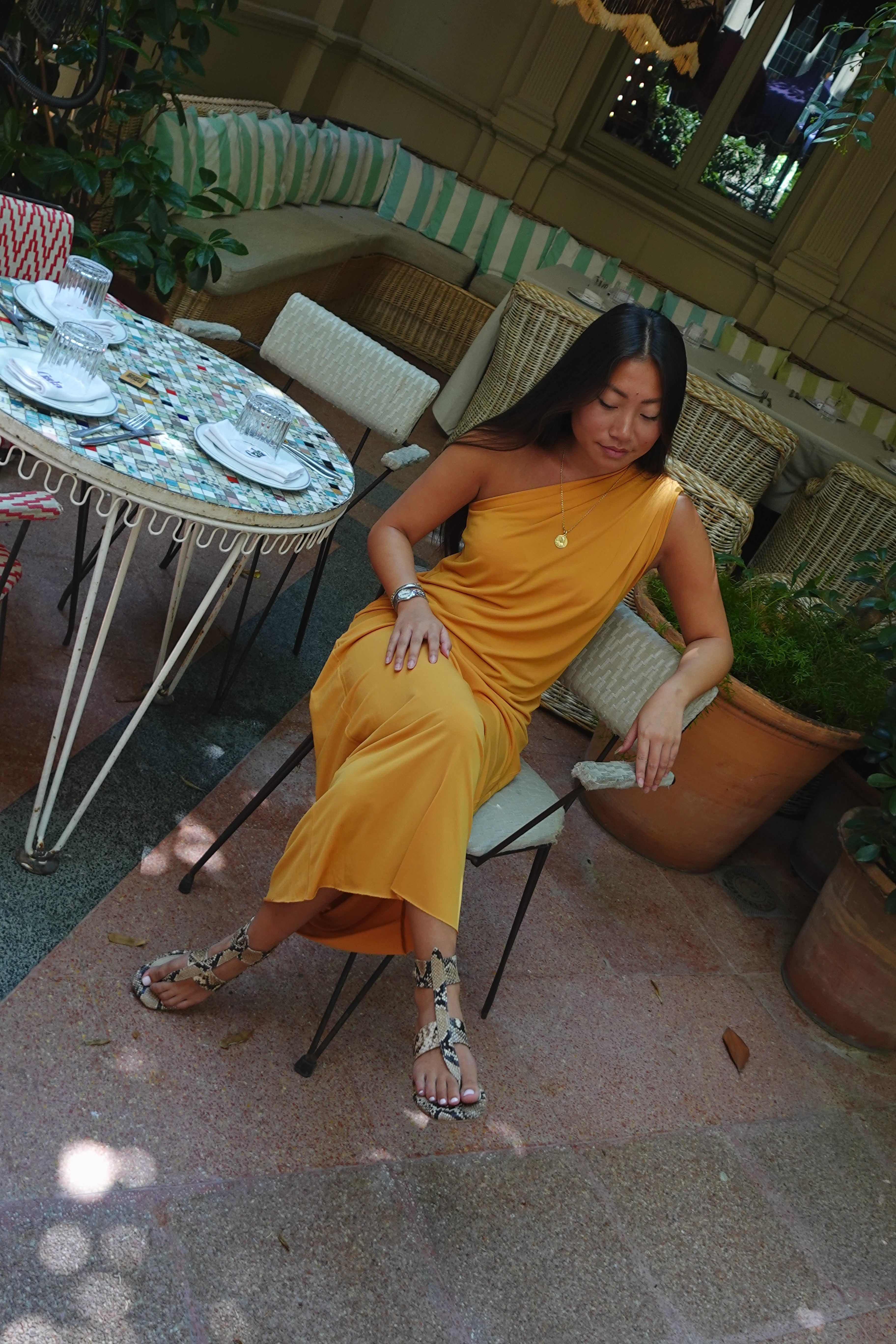 SANDRA 2.0 FLAT SANDAL WITH NATURAL PYTHON EFFECT LEATHER