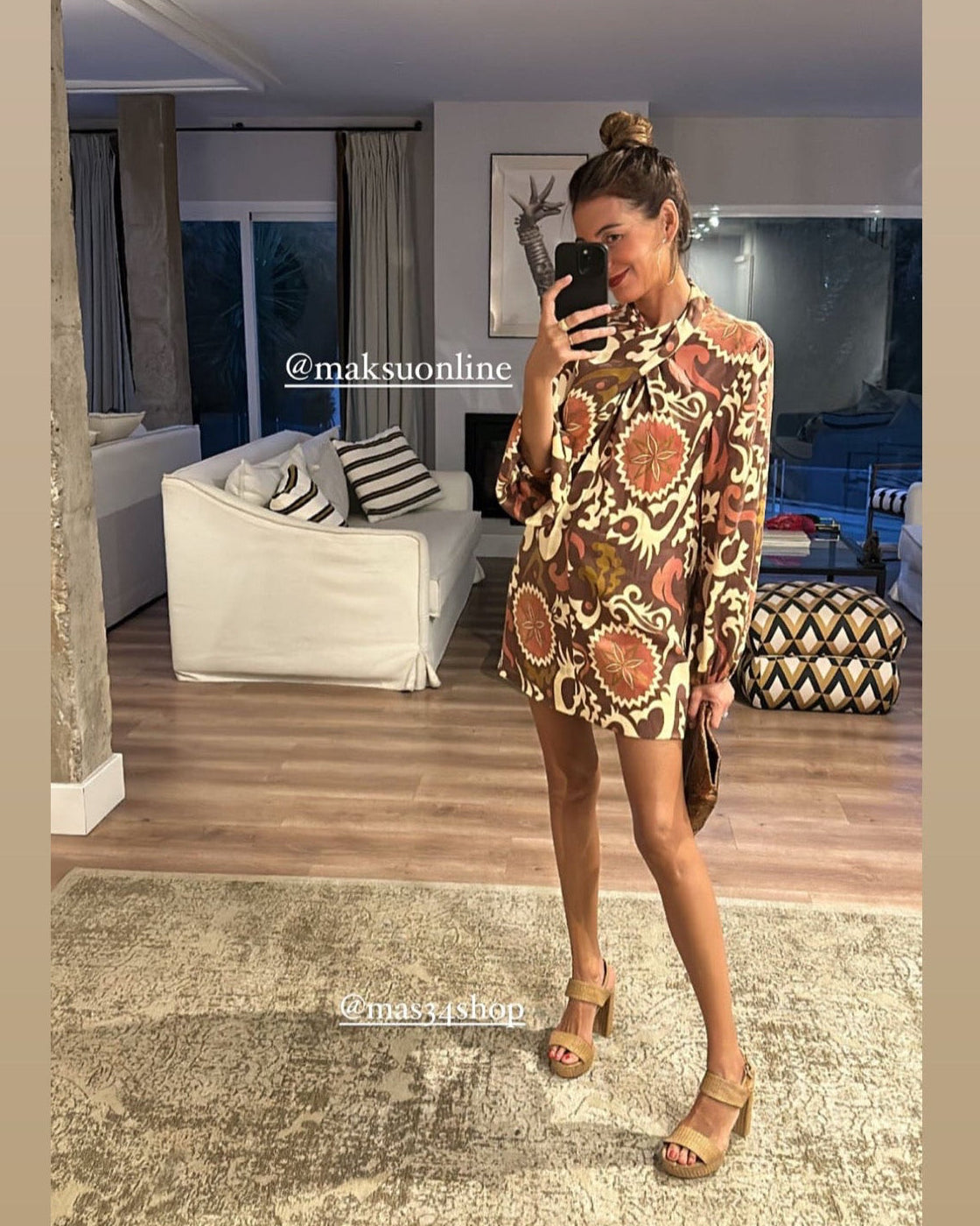 SANDALIA MÓNICA TACÓN 10CM PLATAFORMA  RAFIA CAMEL