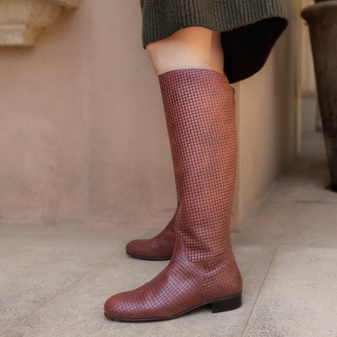 ANDREA BROWN LEATHER BOOT 3CM HEEL