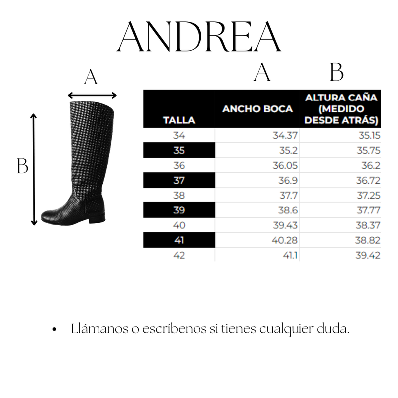 ANDREA BLACK LEATHER BOOT 3CM HEEL