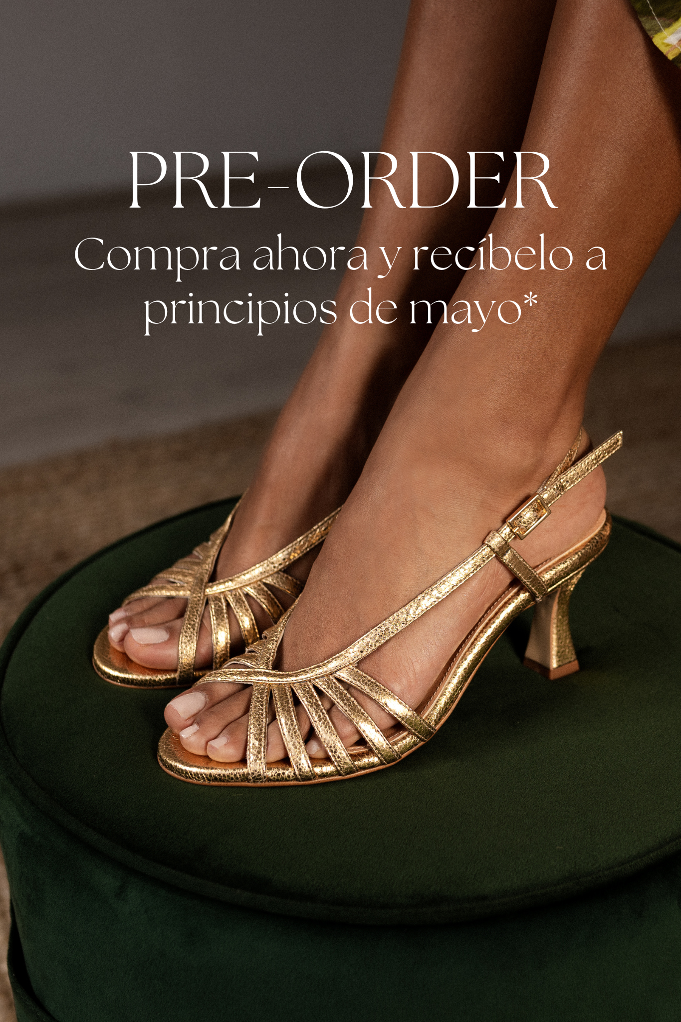SANDALIA TRIANA PIEL EFECTO PITÓN ORO TACÓN 6CM