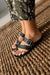 MAX FLAT SANDAL IN NUDE EMBOSSED LEATHER