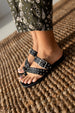 MAX FLAT SANDAL IN NUDE EMBOSSED LEATHER