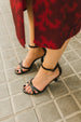 ESPERANZA BLACK LEATHER SANDAL 6CM HEEL