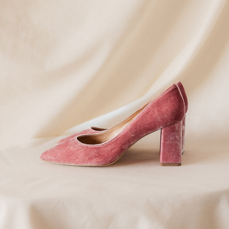 STILETTO NÚRIA TERCIOPELO ROSA 6CM