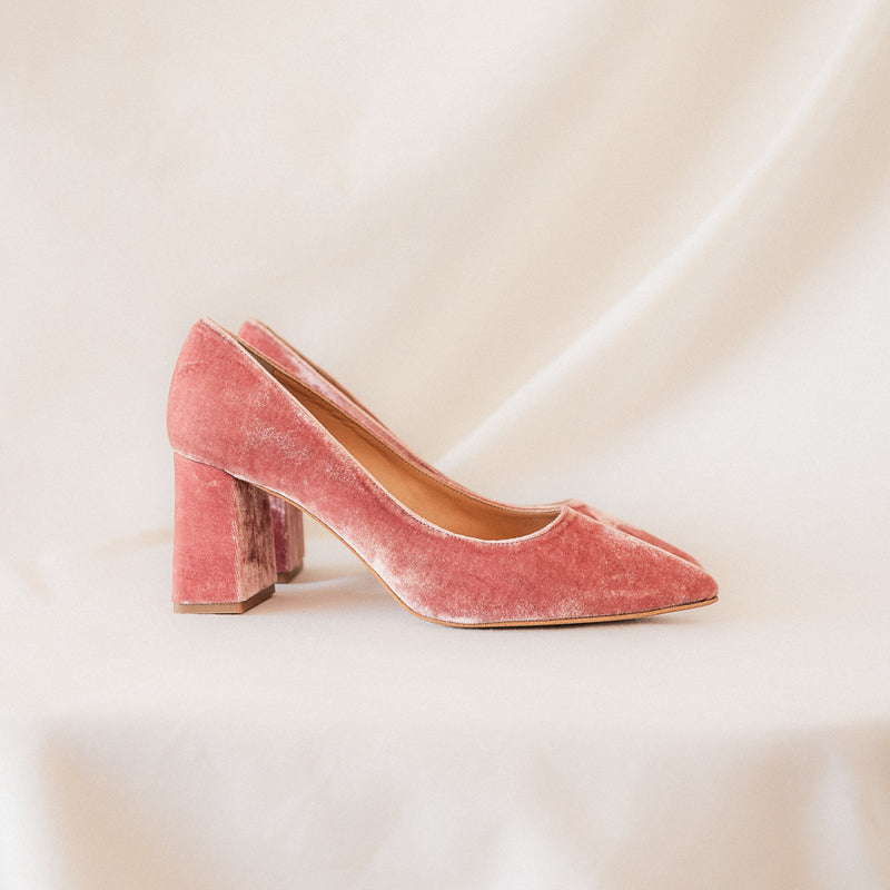 STILETTO NÚRIA TERCIOPELO ROSA 6CM