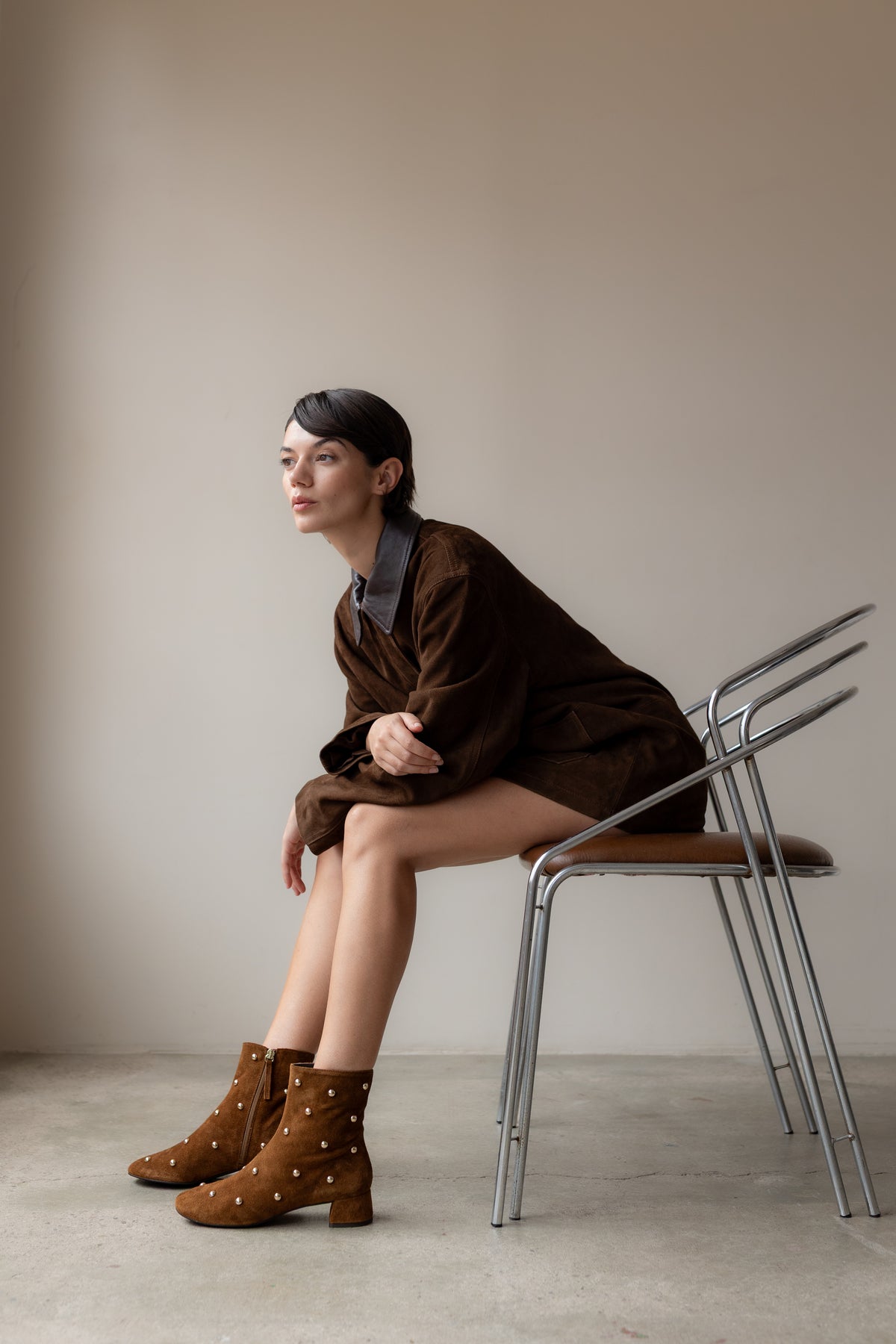 SILVIA BROWN SUEDE BOOT WITH 4CM HEEL