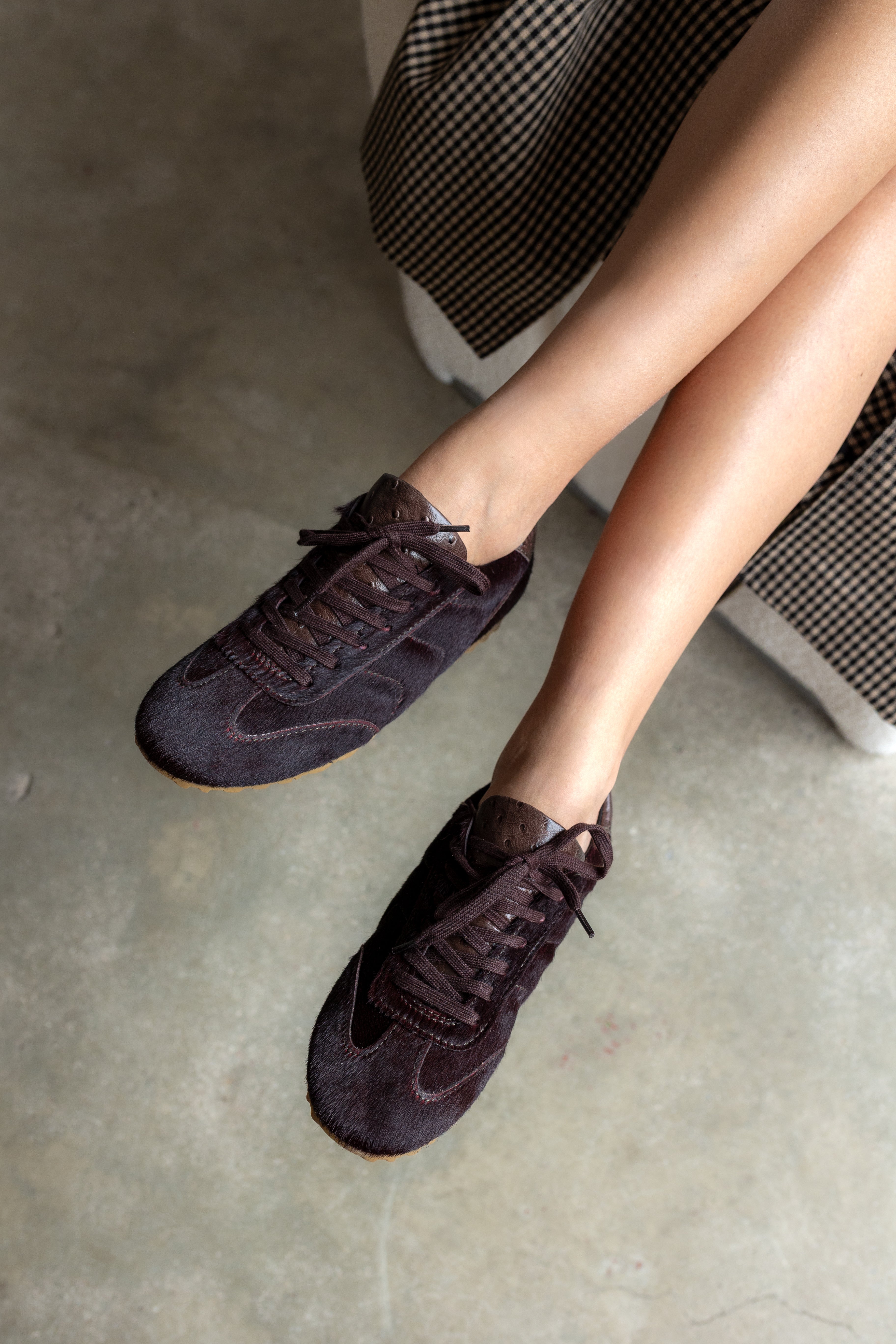 Sneaker Alberto Piel Efecto Pelo Marrón Chocolate