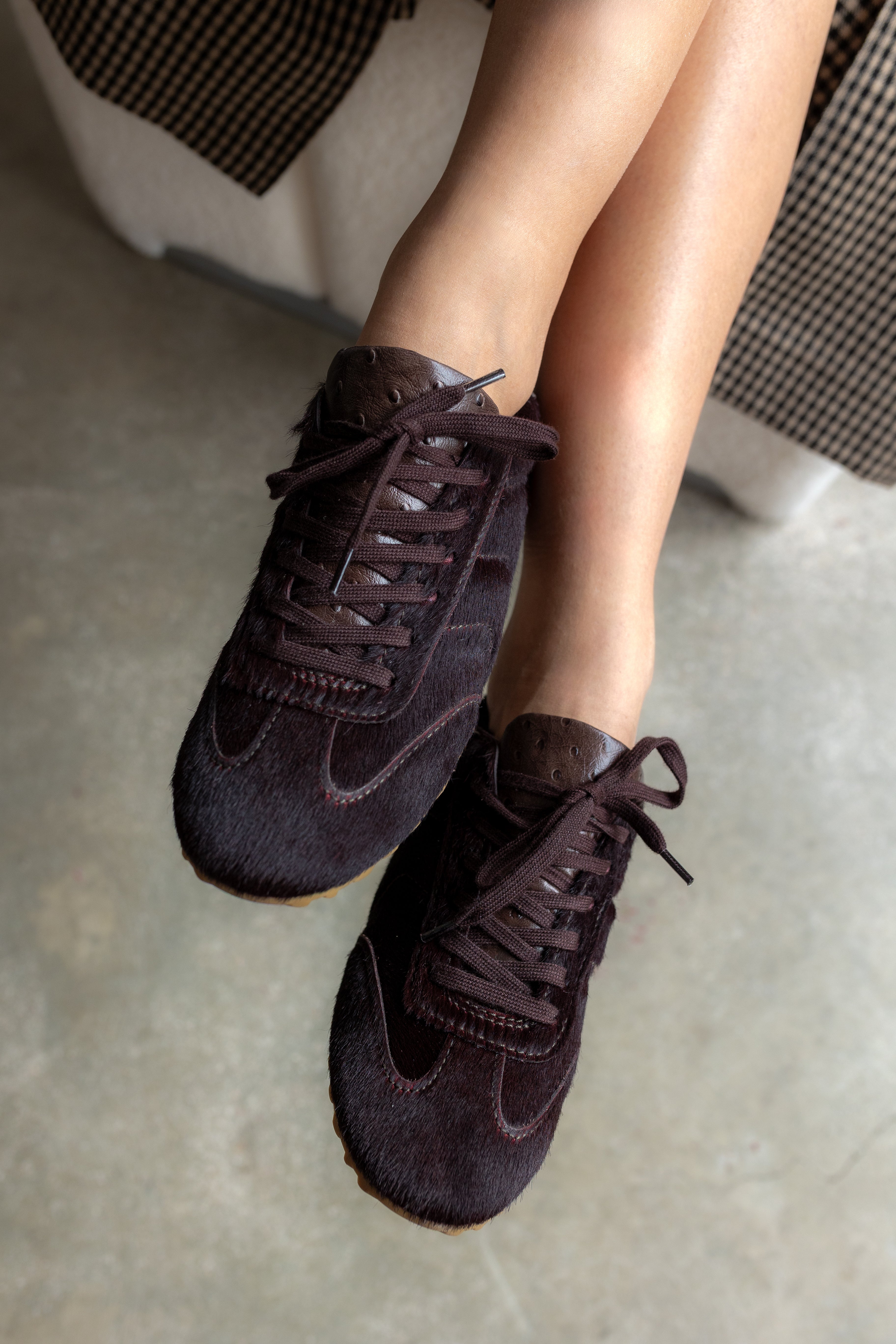 Sneaker Alberto Piel Efecto Pelo Marrón Chocolate