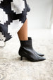 PAULA BLACK LEATHER ANKLE BOOT 5CM MIDI HEEL