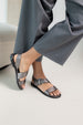 COSME FLAT SANDAL PLATINUM LAMINATED LEATHER