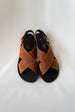 SUEDE COGNAC SOLE FLAT SANDAL