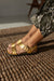 COSME FLAT SANDAL PLATINUM LAMINATED LEATHER