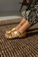 COSME FLAT SANDAL PLATINUM LAMINATED LEATHER