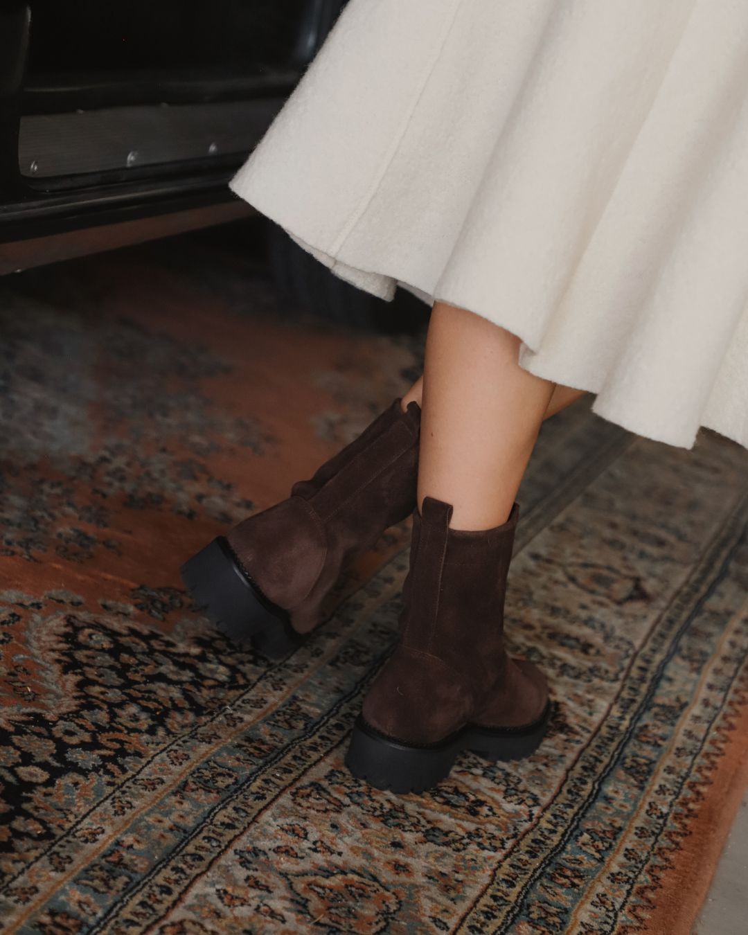 Bota Motera Emma Ante Marrón Tacón 4Cm