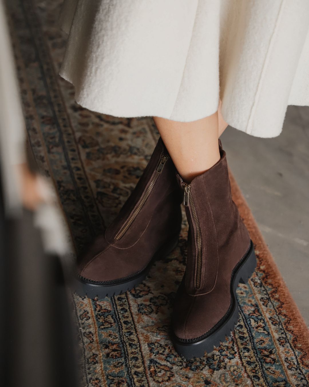 Bota Motera Emma Ante Marrón Tacón 4Cm
