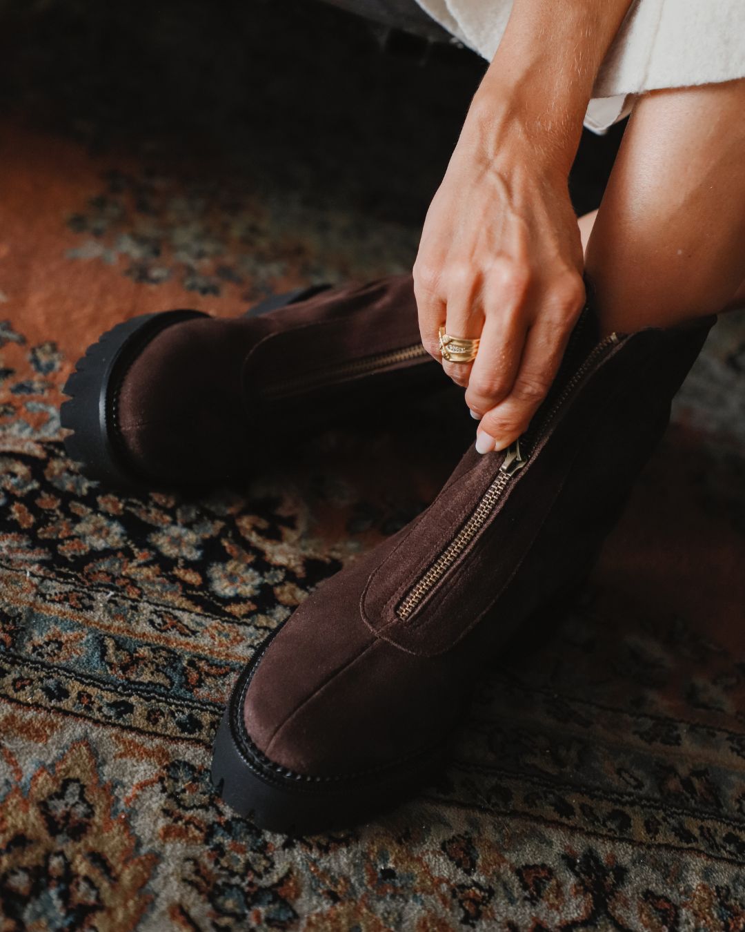 Bota Motera Emma Ante Marrón Tacón 4Cm