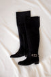 PINK BOOT WITH BLACK SUEDE AND LEATHER FLAP