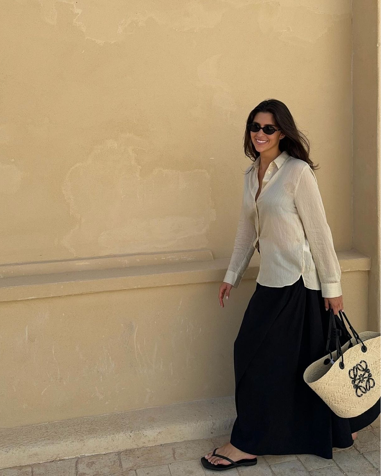 BYRON BLACK LEATHER FLAT SANDAL