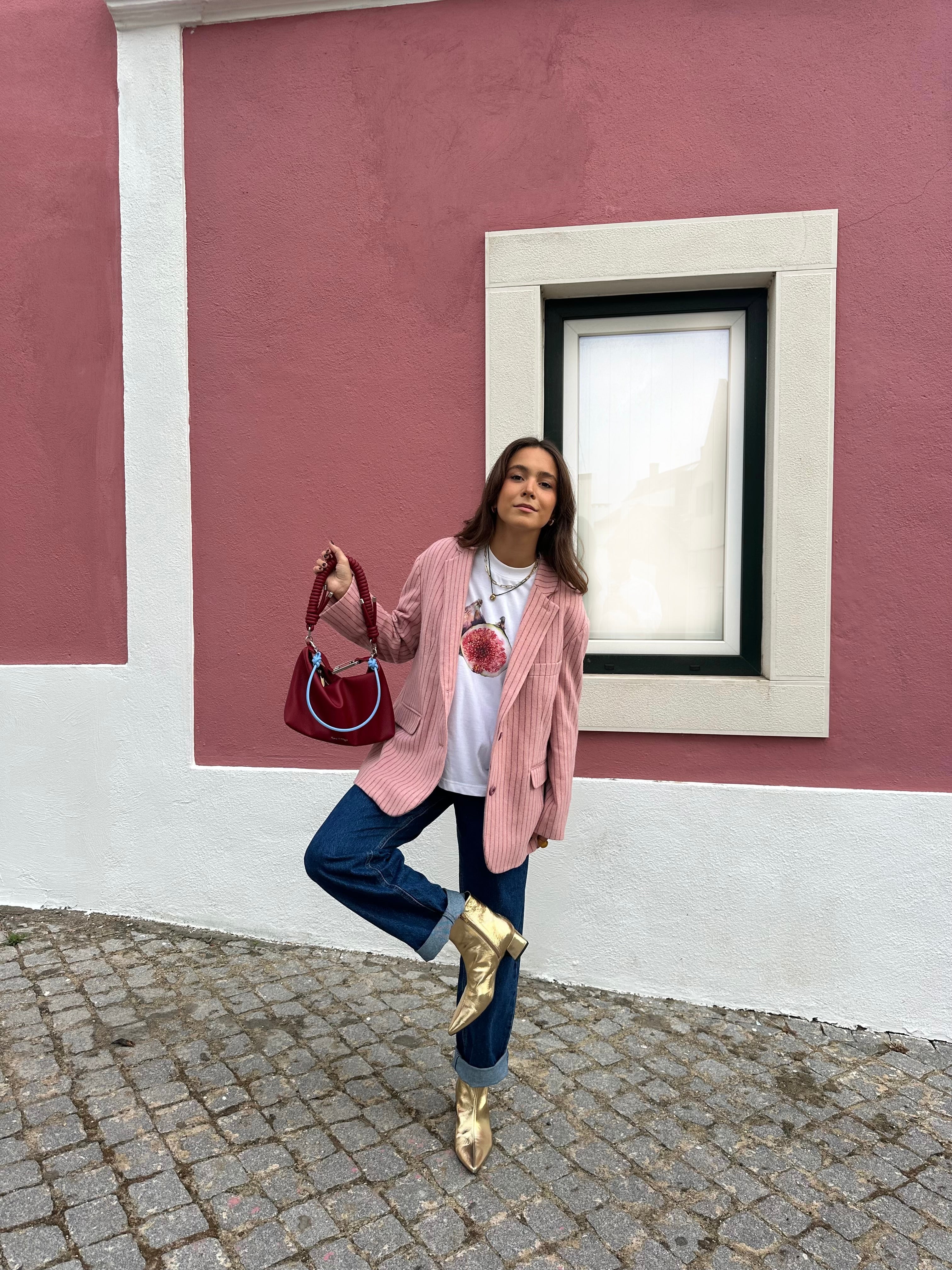 BOTÍN SILVIA PIEL LAMINADA ORO TACÓN 4CM