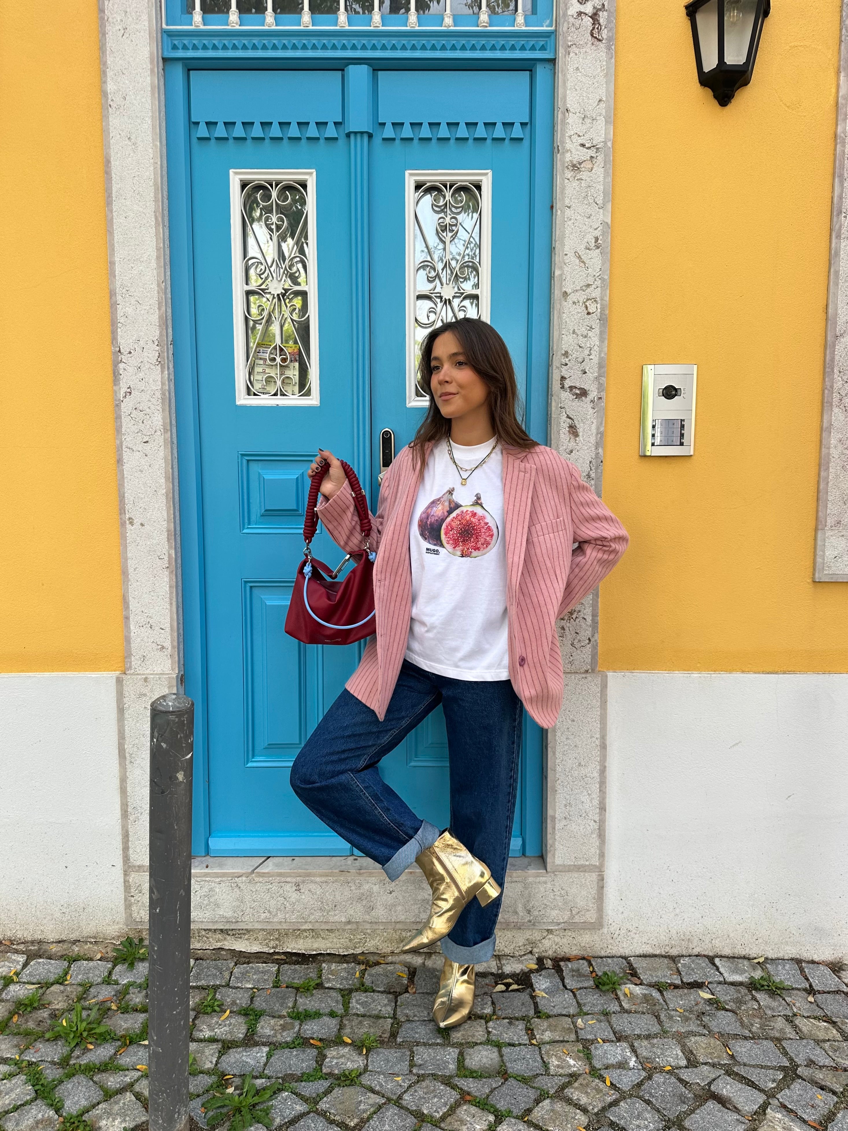 BOTÍN SILVIA PIEL LAMINADA ORO TACÓN 4CM