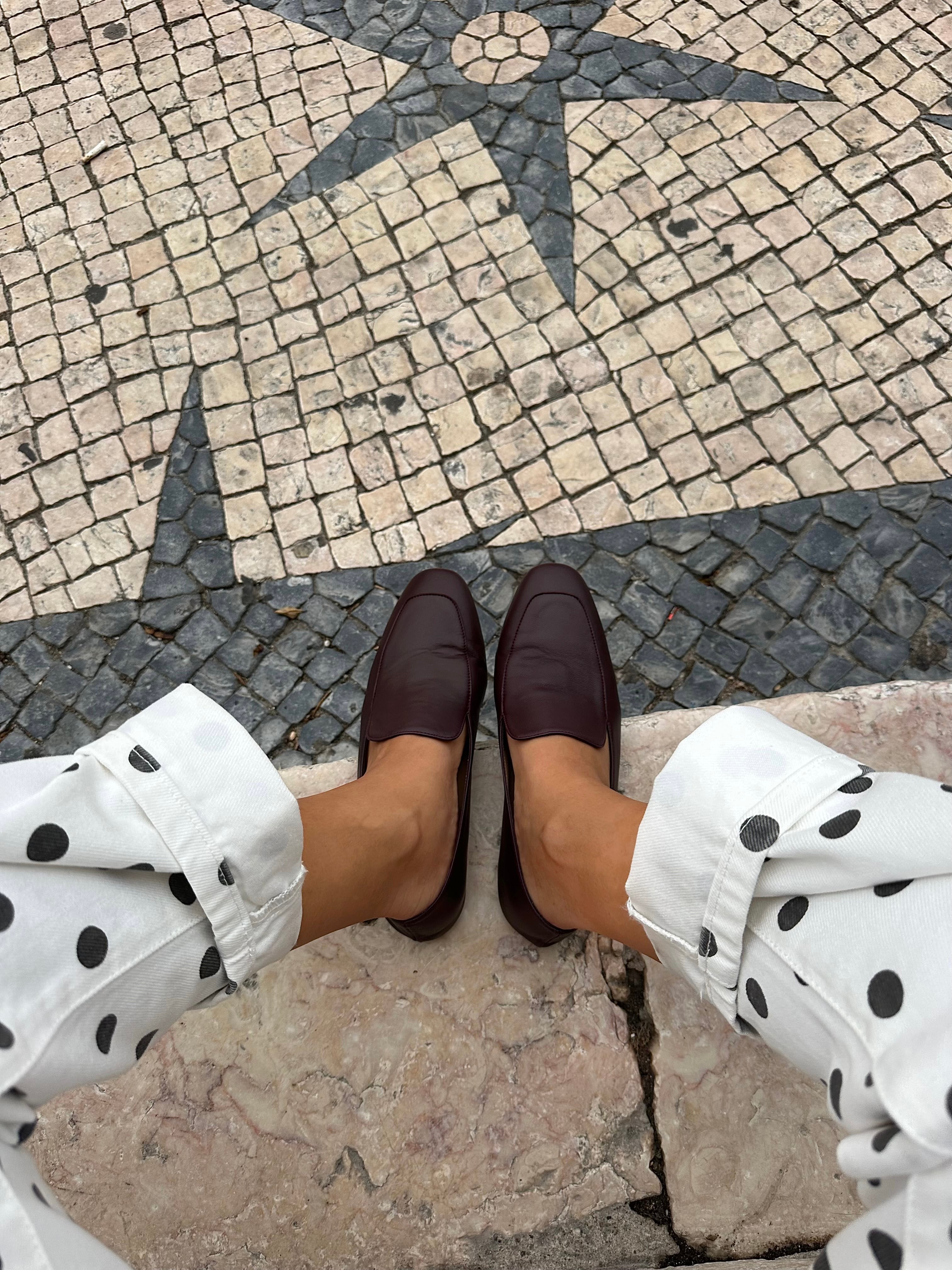 MOCASÍN BLANCA PIEL BURDEOS