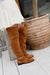 PINK BROWN SUEDE BOOT WITH LEATHER FLAP
