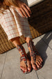 SANDRA 2.0 FLAT SANDAL IN RED EMBOSSED LEATHER